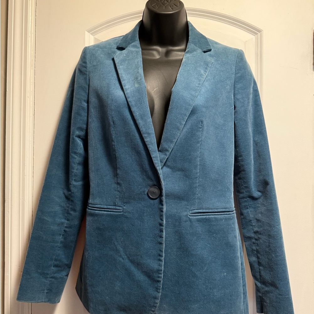Massimo Dutti Blue Corduroy Blazer